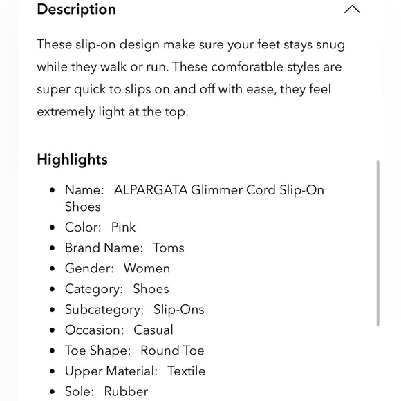 New TOMS Glimmer Cord Alpargatas Loafers Size 7 - Picture 6 of 6